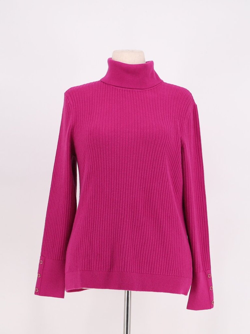 NWT TALBOTS Ribbed Turtleneck Sweater in Fuchsia Pink Size L